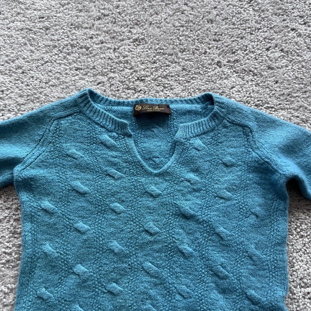Loro Piana V-Neck Sweater Womens 38 Blue Cashmere Linen Silk‎ Knit *READ DESC* - Picture 6 of 16